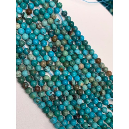 Каменные бусины, Бирюза, шарик гладкий, 3 мм, длина нити 38 см