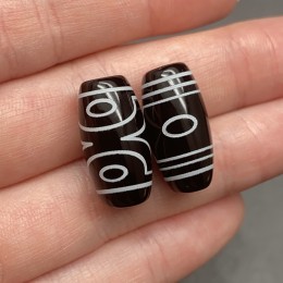 Бусина Дзи "174", агат, 3 глаза, размер 18х10 мм, цена за 1 шт