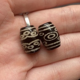 Бусина Дзи "671" из агата, 11 глаз, размер 12х9 мм, цена за 1 шт