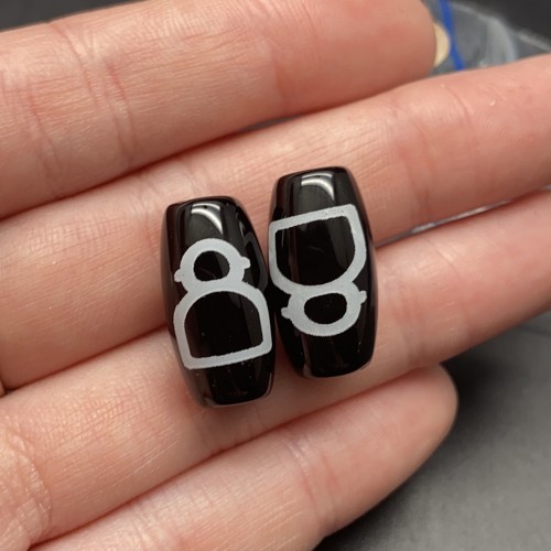 Бусина Дзи "47" из агата, Кубера, размер 18х10 мм, цена за 1 шт