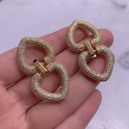 Застёжка, замочек многорядный, с фианитами, цвет золото, 48х24 мм