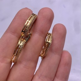 Застёжка, замочек многорядный, с фианитами, цвет золото, 48х24 мм