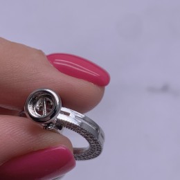 Застёжка, замочек, с фианитами, цвет родий, 37х21 мм