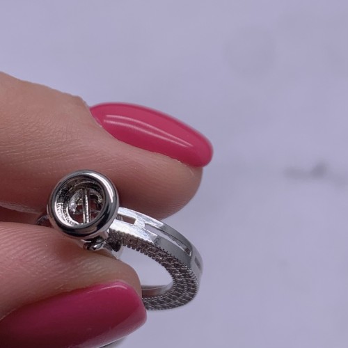 Застёжка, замочек, с фианитами, цвет родий, 37х21 мм