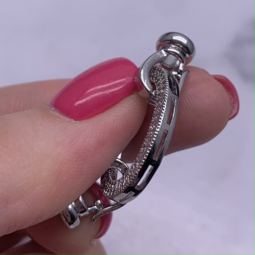 Застёжка, замочек, с фианитами, цвет родий, 40х19 мм