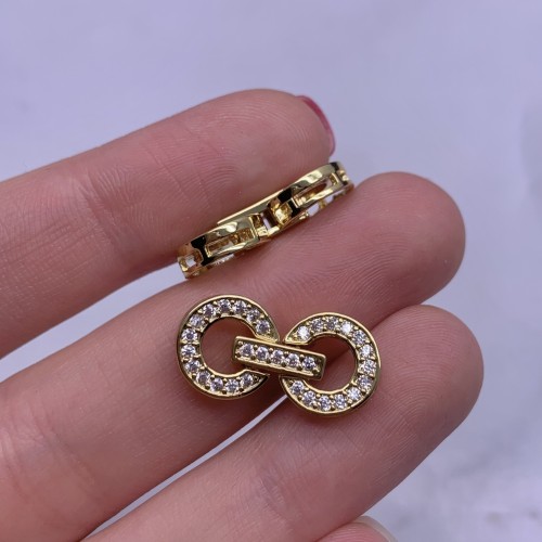 Застёжка, замочек, многорядный, с фианитами, цвет золото, 23х10 мм