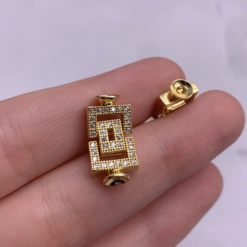 Застёжка, замочек, с фианитами, цвет золото, 21х10 мм