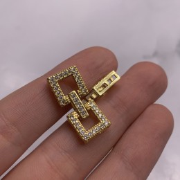 Застёжка, замочек, многорядный, с фианитами, цвет золото, 25х11 мм