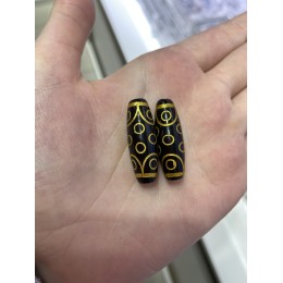 Бусина Дзи "245", 15 глаз, из агата, 30х10 мм, цена за 1 шт