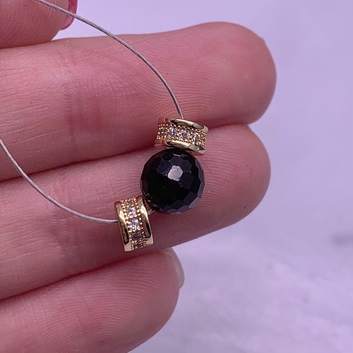 Разделитель с фианитами, латунь, цвет золото, размер 6х3 мм, цена за 10 шт.