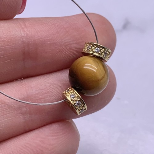 Разделитель с фианитами, латунь, цвет золото, размер 7х3 мм, цена за 10шт.