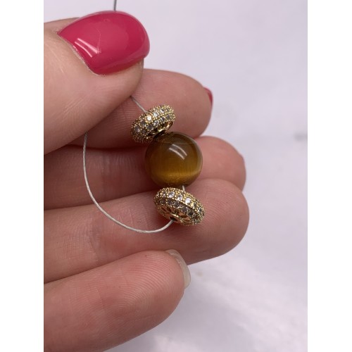 Разделитель с фианитами, латунь, цвет золото, размер 11 х 5,5 мм