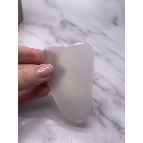 Скребок  "Сердце" для массажа Гуаша, Агат серый 80 x 50 x 5 мм