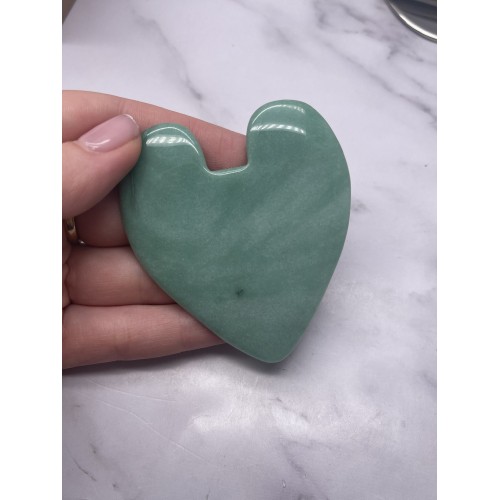 Скребок  "Сердце" с выемкой для массажа Гуаша, Авантюрин, 70 x 60 x 7 мм