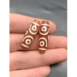 Бусина Дзи "299", из сердолика, 6 глаз, размер 30х10, цена за 1 шт