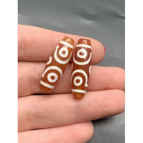 Бусина Дзи "299", из сердолика, 6 глаз, размер 30х10, цена за 1 шт