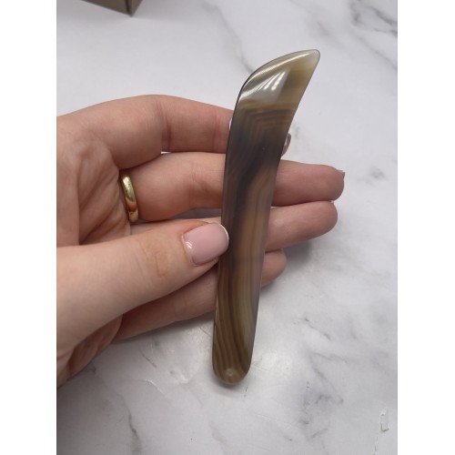 Скребок "Крючок" для массажа Гуаша, Агат, 100 x 17 х 5 мм