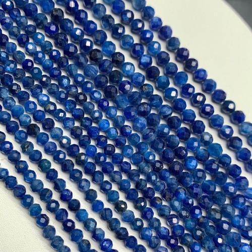 Каменные бусины, Кианит, шарик в ювелирной огранке, 3-3,5 мм, длина нити 38 см