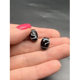 Бусина Дзи "645" из агата, Руи, Золотой ключ, размер 12х9 мм, цена за 1 шт