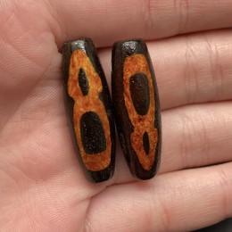 Бусина Дзи "369", Агат, Кубера, состаренная, 30х10 мм, цена за 1 шт