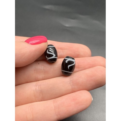 Бусина Дзи "645" из агата, Руи, Золотой ключ, размер 12х9 мм, цена за 1 шт