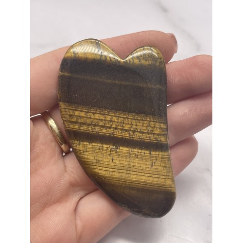 Скребок  "Сердце малое" для массажа Гуаша, Тигровый глаз, 70 x 40 x 7 мм