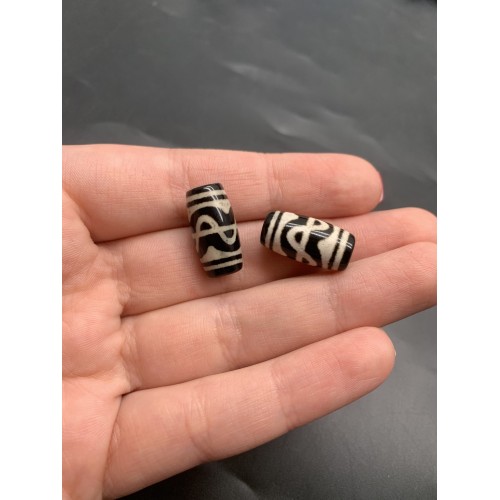 Бусина Дзи "277" из агата, Волны судьбы, размер 18х10 мм, цена за 1 шт