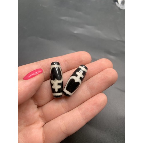 Бусина Дзи "63" из агата, Сосуд изобилия, размер 30х10 мм, цена за 1 шт