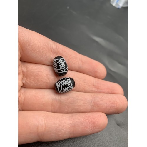 Бусина Дзи "638" из агата, 21 глаз, размер 12х9 мм, цена за 1 шт