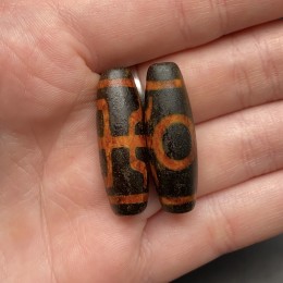 Бусина Дзи "373", Агат, Аристократ, состаренная, 30х10 мм, цена за 1 шт