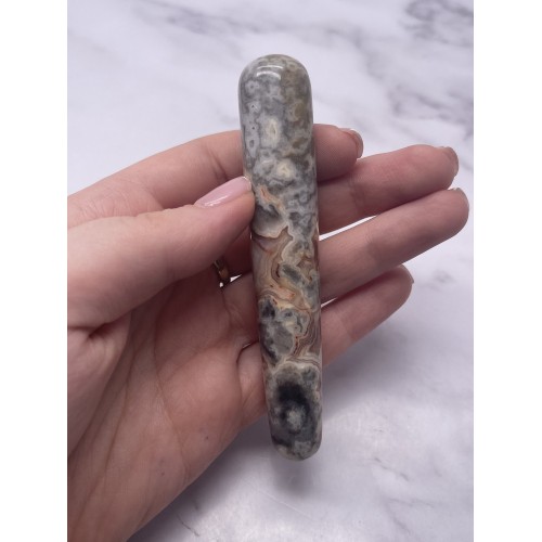 Скребок "Палочка" для точечного массажа Гуаша, Агат, 100 x 20 мм