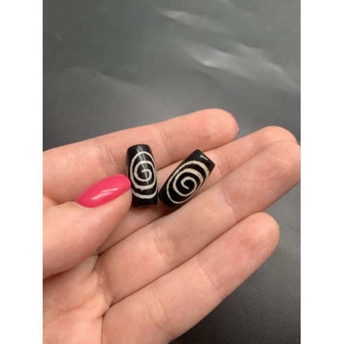 Бусина Дзи "196" из агата, Чакра, размер 18х10 мм, цена за 1 шт