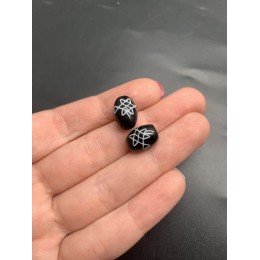 Бусина Дзи "783" из агата, Кельтский узел, размер 12х9 мм