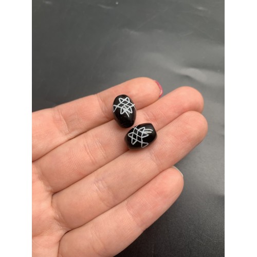 Бусина Дзи "783" из агата, Кельтский узел, размер 12х9 мм