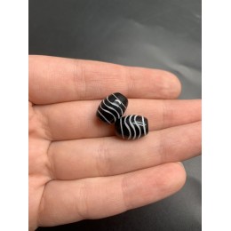 Бусина Дзи "790" из агата, Волны, размер 12х9 мм