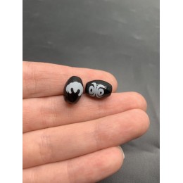 Бусина Дзи "644" из агата, Летучая мышь, Насекомое счастья, размер 12х9 мм, цена за 1 шт