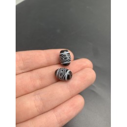 Бусина Дзи "788" из агата, 3 глаза + клык, размер 12х9 мм