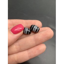 Бусина Дзи "669" из агата, Лабиринт, размер 12х9 мм, цена за 1 шт