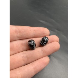 Бусина Дзи "624" из агата, Небо и Земля, размер 12х9 мм, цена за 1 шт