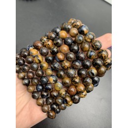Каменные бусины, Петерсит, люкс, микс, шарик гладкий, 10,5 мм, браслет, 19 бусин, длина нити 19 см