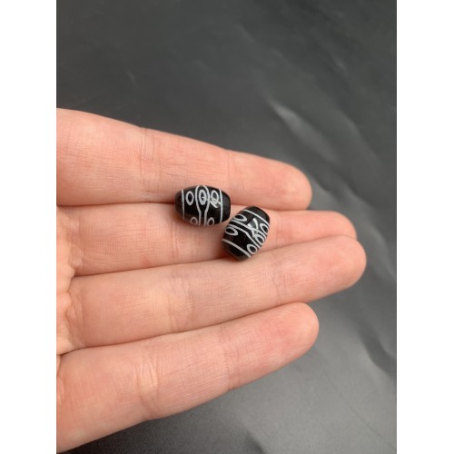 Бусина Дзи "666" из агата, 10 глаз, размер 12х9 мм, цена за 1 шт