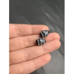 Бусина Дзи "661" из агата, Двойной  черепаший панцирь, размер 12х9 мм, цена за 1 шт