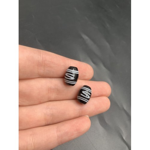 Бусина Дзи "642" из агата, Денежный крючок, размер 11х8 мм, цена за 5 шт