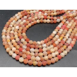 Каменные бусины, Африканский Агат, (Кракле), тонированный, оранжевый, шарик, гладкий, 6 мм, длина нити 38 см