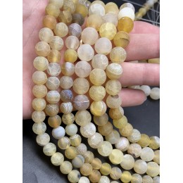 Каменные бусины, Африканский Агат, (Кракле), бежево-желтый, песочный, шарик, гладкий, 8 мм, длина нити 38 см