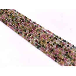 Каменные бусины, Турмалин, люкс, шарик огранка, 2,4 мм, длина нити 38 см
