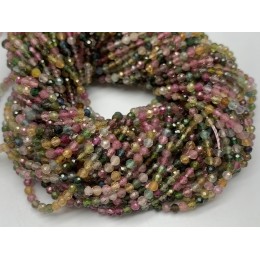 Каменные бусины, Турмалин, люкс, шарик огранка, 2,4 мм, длина нити 38 см