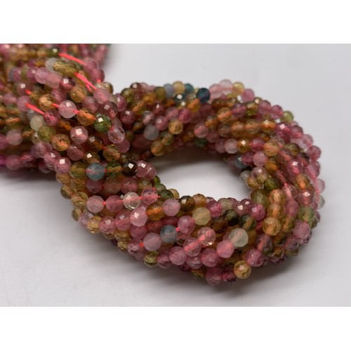 Каменные бусины, Турмалин, люкс, шарик огранка, 3 мм, длина нити 38 см 17292