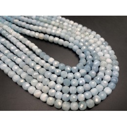 Каменные бусины, Аквамарин, Голубой Берилл, кубик, огранка, 6х6 мм, длина нити 38 см