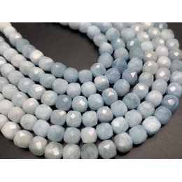 Каменные бусины, Аквамарин, Голубой Берилл, кубик огранка, 6х6 мм, длина нити 19 см